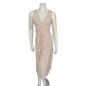 Max Mara Dress Light Pink Silk Blend Wrap Size 8 Sleeveless Mid Length